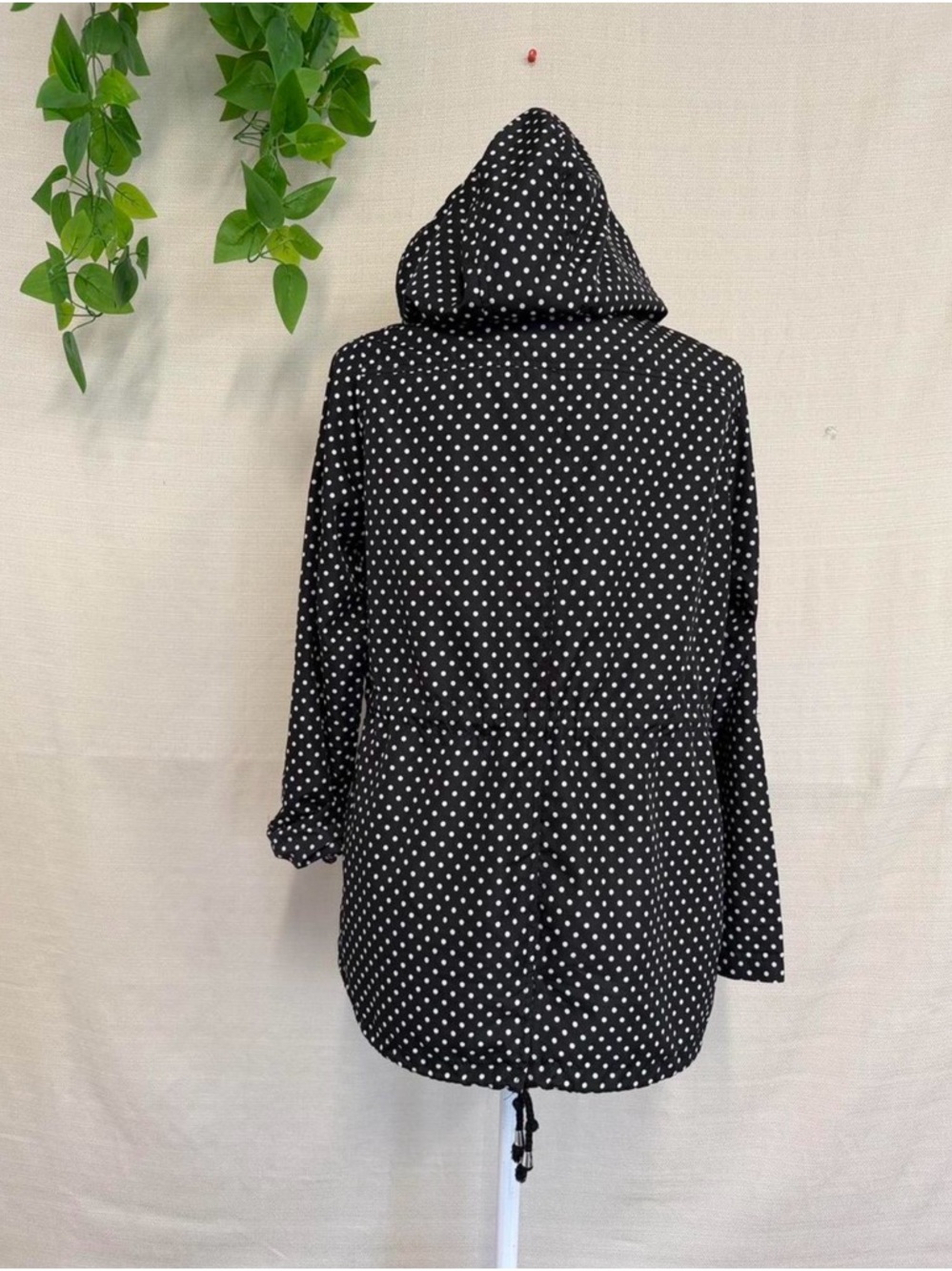 Caribbean Black Polka Dot Hooded Utility Jacket - Picture 2 of 6